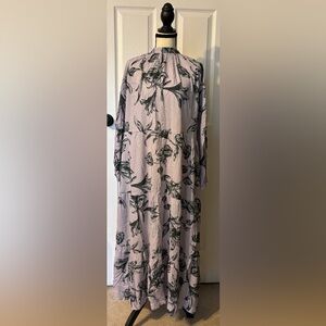 a new day Floral Tiered Midi Dress Purple & Black Long Sleeve Women's Large NWT